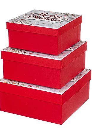 Набор из 3 коробок "merry christmas" белый20*20*9,5 elisey