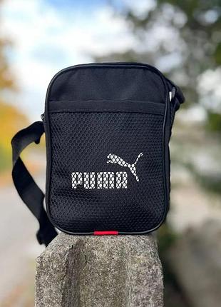 Спортивная барсетка puma через плечо — мужская черная сумка для города