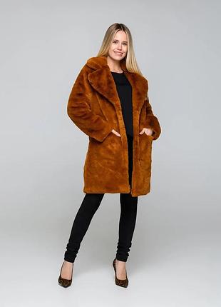 Женский шуба искусственный мех teddi, карамель xxl