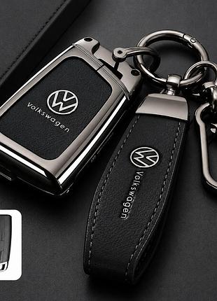 Металлический чехол на ключ volkswagen golf, passat, jetta, polo, tiguan кейс для ключа vw + брелок в подарок