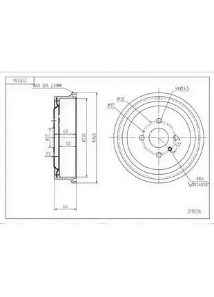 Барабан тормозной opel astra f, g, vectra b, zafira a (d230x50) hart