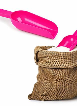 Совок большой пластиковый для сахара, специй, сыпучих продуктов, розовый | 88561