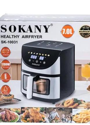 Аэрофритюрница 7л 1700вт sokany sk-10031 черный с серым