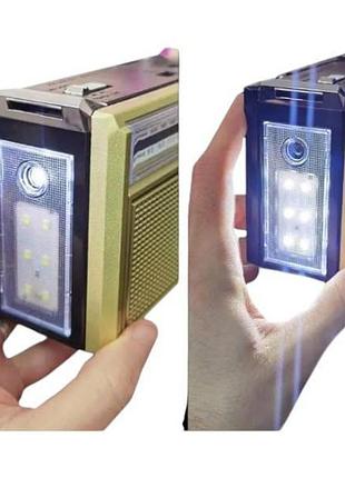 Радіоприймач переносний акумуляторний з функцією підключення по bluetooth golon rx382 led золото
