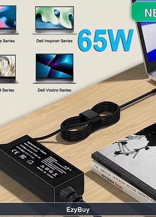 Блок живлення з британською вилкою для ноутбуків dell inspiron 3000 5000 7000, latitude та vostro, 65вт, 19.5v 3.34a 4.5x3.0мм