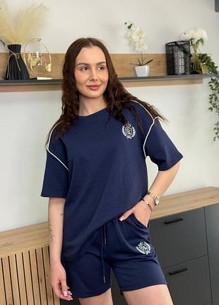 Костюм женский летний из коттона fashion 188 20566 s темно-синий