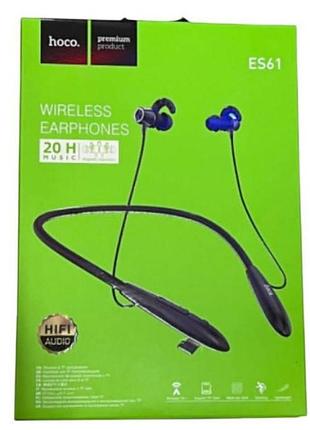 Навушники спортивні вакуумні bluetooth hoco es61 чорні