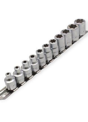 Набор головок torx 3/8" 11 шт, e6-e20 crv плоский срез (планка) asta