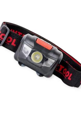 Фонарик диодный налобный 1 super led 1w, 3хaaa, 4 режима, до 10ч, 60м intertool