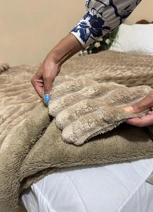 Покривало євро розміру на овчині (бежеве) 200х230