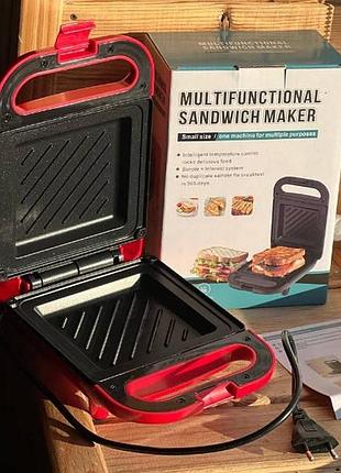 Сендвичница электрическая с антипригарным покрытием sandwich maker xl-1625 красная