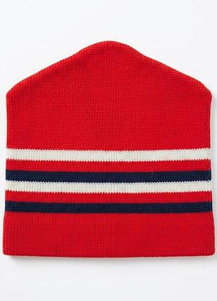 Вінтажна п'ятикутна трикотажна шапка-лижниця біні ski beanie червона