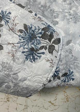 Покривало бавовняне квіти стьобане 200x230 для двоспального ліжка і наволочки 50x70 у сумці