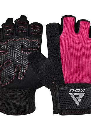 Перчатки для фитнеса rdx w1 half pink plus s