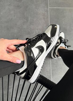 Nike dunk low black white patent 5