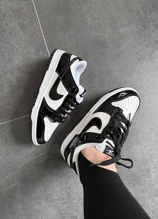 Nike dunk low black white patent 8