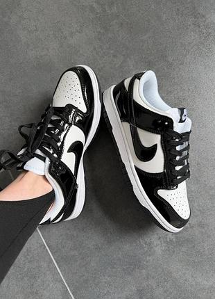 Nike dunk low black white patent 9