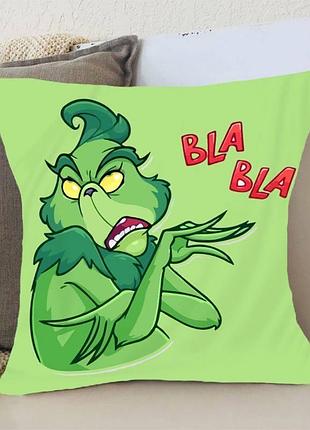 Подушка 3d новогодняя гринч bla bla 3175_e 15367 50х50 см