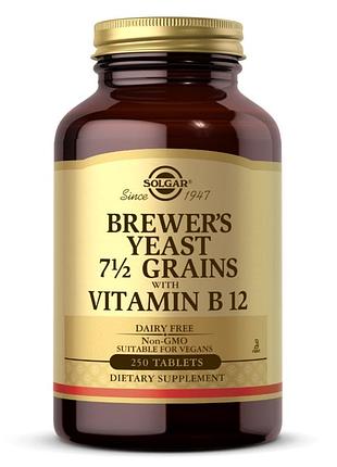 Пивні дріжджі solgar brewer's yeast with vitamin b12, 250 таблеток з вітаміном b12