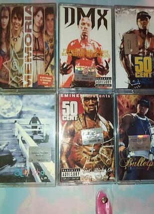 Аудио кассеты реп eminem, 50 cent, dmx, bomfunk mc's.