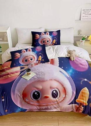 Постельное белье 3d полуторное из микросатина labubu №5 31456 150х215 см 70х70 см
