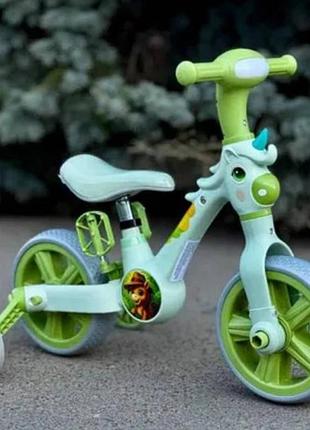Велосипед дитячий зі страхувальними колесами знімними best trike jm-1071-9 салатовий