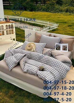 Colourfull home натуральный евро комплект из вареного хлопка в сумке
