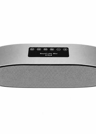 Bluetooth-колонка акумуляторна 6вт, usb, microsd, aux, 1200мач s2026 сіра