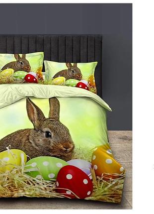 Євро постільна білизна на резинці сатин "лісові пригоди"