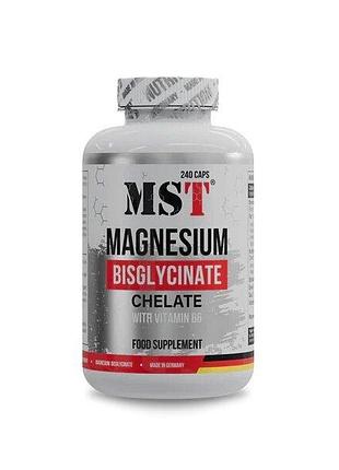 Магній бісгліцинат mst nutrition magnesium bisglycinate, 240 капсул для нервової системи