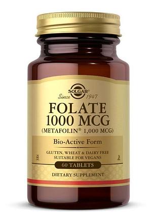 Вітаміни та мінерали solgar folate 1000 mcg (metafolin 1000 mcg), 60 таблеток