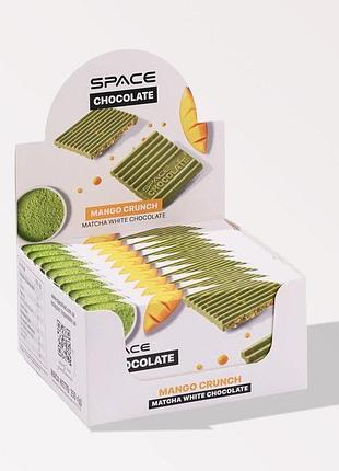 Блок белого шоколада с матча spacefood space chocolate mango crunch, 10*25грамм - манго