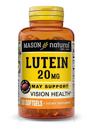 Натуральная добавка mason natural lutein 20 mg, 30 капсул