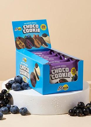 Блок протеинового печенья fitwin protein cookie 25% glazed, 10*40 грамм - черника-смородина