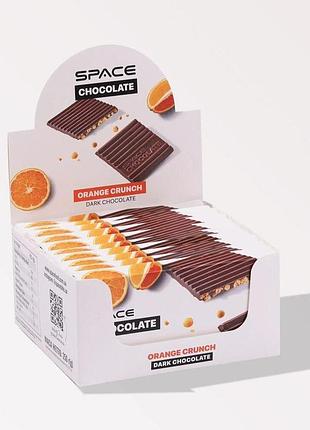 Блок темного шоколада spacefood space chocolate orange crunch, 10*25 грамм - апельсин