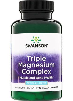 Комплекс магнію swanson triple magnesium complex 400 mg, 100 вегакапсул