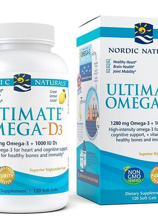 Жирные кислоты nordic naturals ultimate omega-d3, 120 капсул