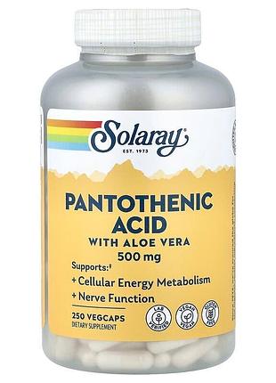Пантотеновая кислота solaray pantothenic acid 500 mg, 250 вегакапсул с алоэ вера