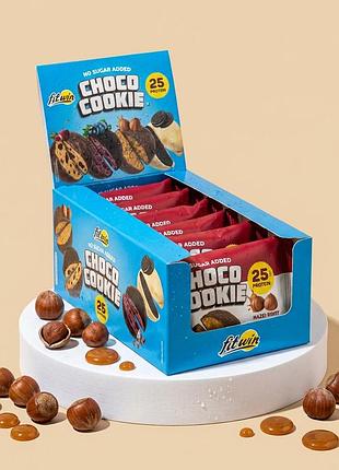 Блок протеинового печенья fitwin protein cookie 25% glazed, 10*40 грамм - фундук-соленая каремель
