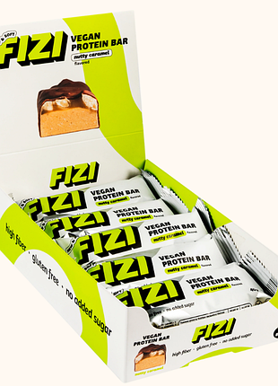 Бокс протеїнових батончиків fizi nutty caramel 10шт