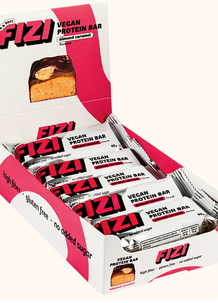 Бокс протеїнових батончиків fizi almond caramel 10шт