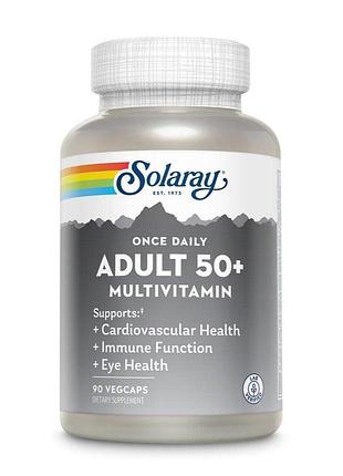Мультивитаминный комплекс для дорослих solaray once daily adult 50+ multivitamin, 90 вегакапсул