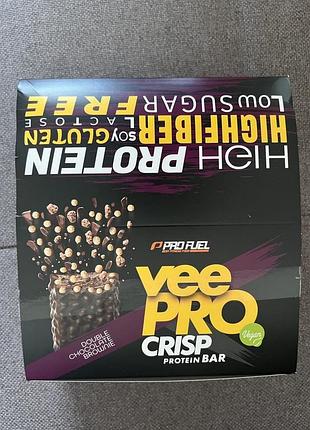Протеїнові батончики veepro crisp double chocolate brownie, 11 штук, з німеччини