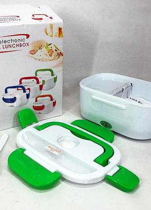 Ланч бокс електричний з підігрівом lunch heater 220 v pro, термос для їжі для дітей green fq-51