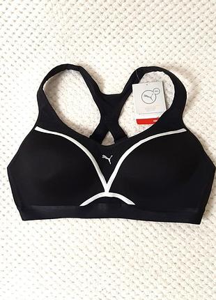 Спортивный топ бра черный puma powershape control high impact оригинал р38/m/46 чашка c/d литые формованные чашечки широкие бретели lycra sport