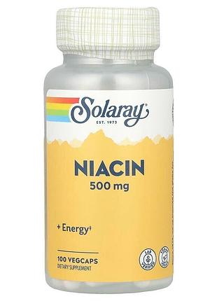 Витамин b3 solaray niacin 500 mg, 100 вегакапсул