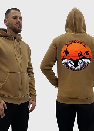 Мужской зип-худи на флисе с принтом sunset goons морская пехота прицел пальмы, койот