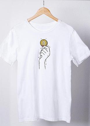 Футболка женская с принтом "bitcoin" белая