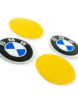 Наклейка на колесный диск/колпак (d-90 мм) bmw, черная (к-кт 4 шт) sahler