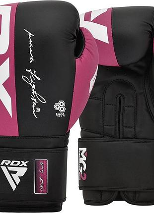 Боксерские перчатки rdx rex f4 pink/black-8 унций (капа в комплекте)